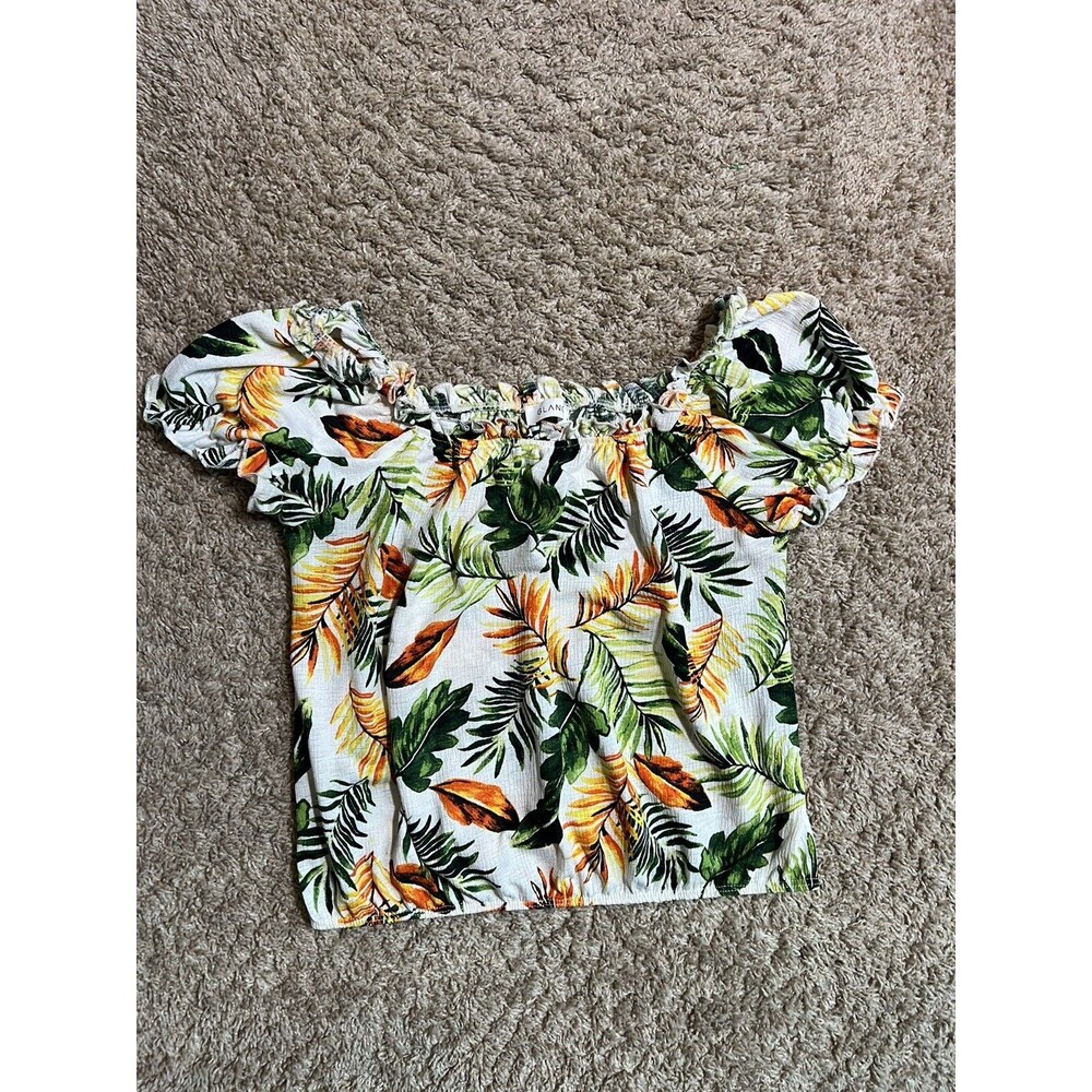 Glance Womens Top Off The Shoulder Cropped Floral Multicolor Sz Medium